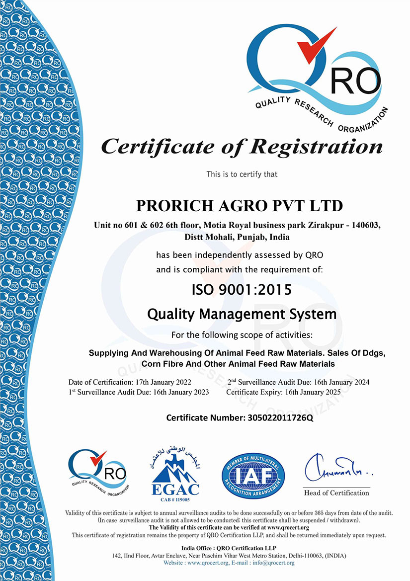 Prorich Agro Pvt Ltd QRO EGAC 9001
